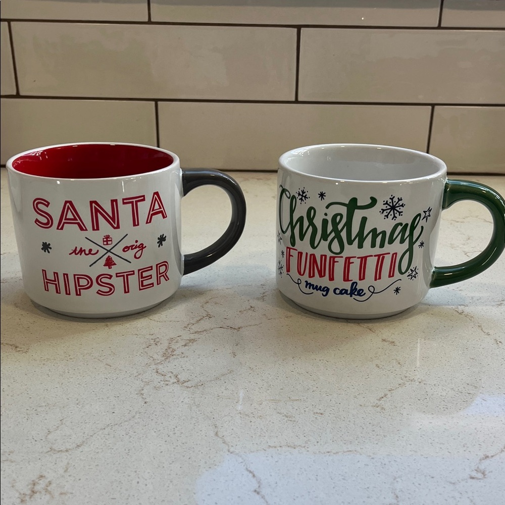 Threshold Christmas Funfetti and Santa Hipster Mug Set